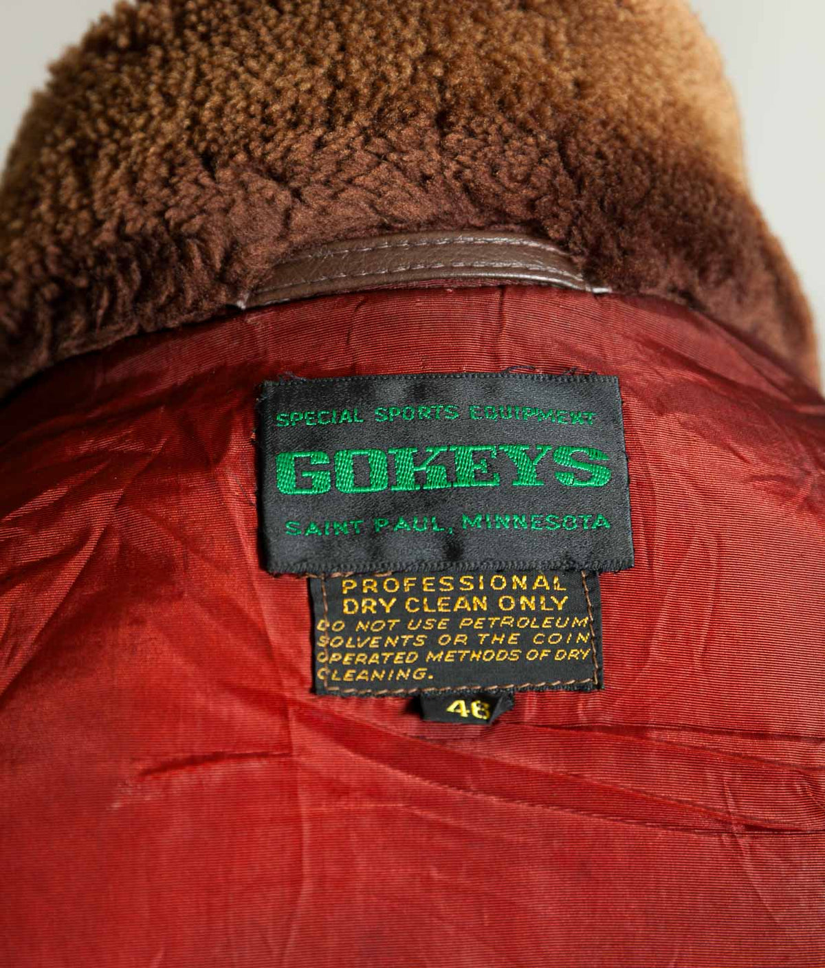 Vintage 1970s Gokey's G-1 Style Goatskin Flying Jacket, Mouton Collar