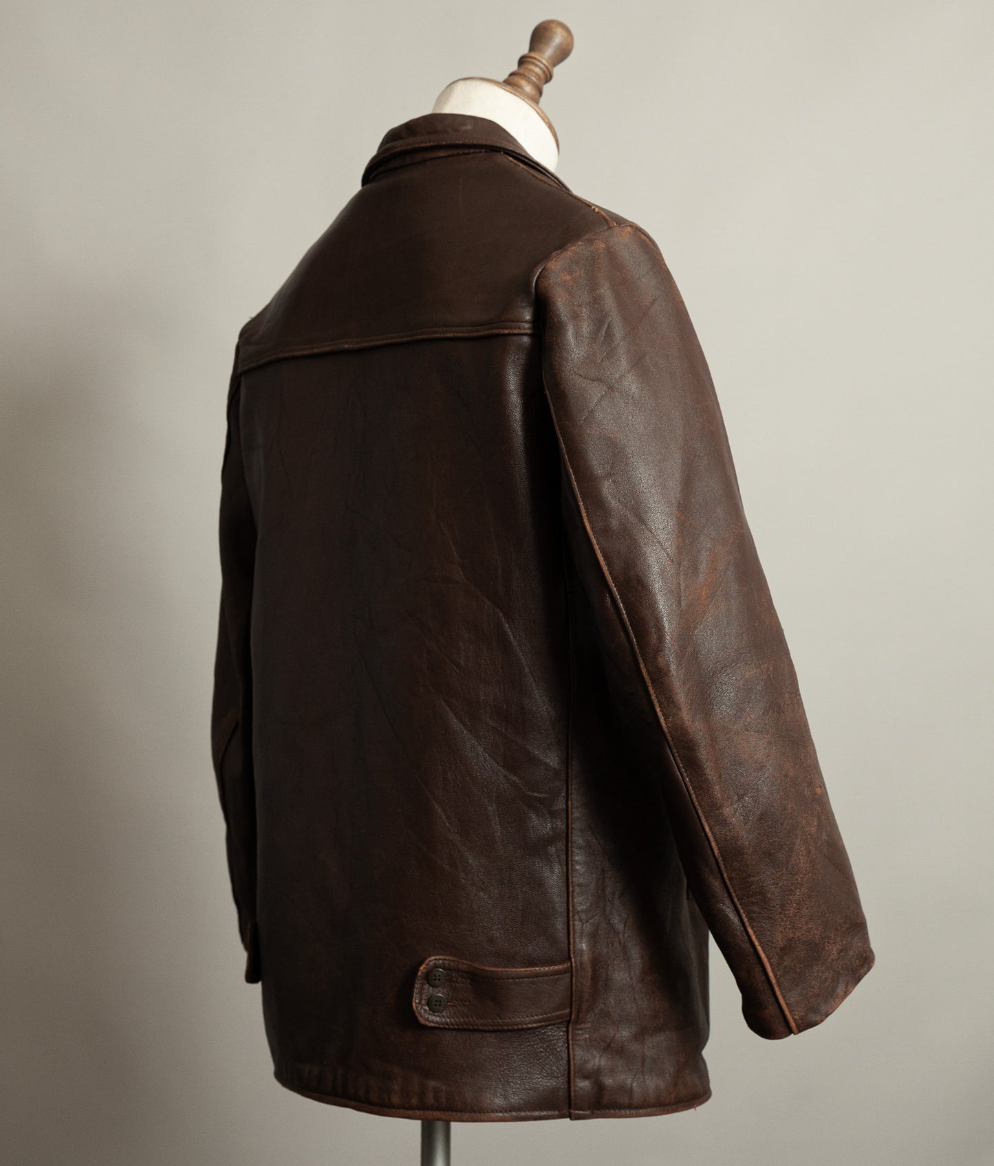 Vintage 1950s French Leather Workwear Jacket Chrome Tanned Cowhide