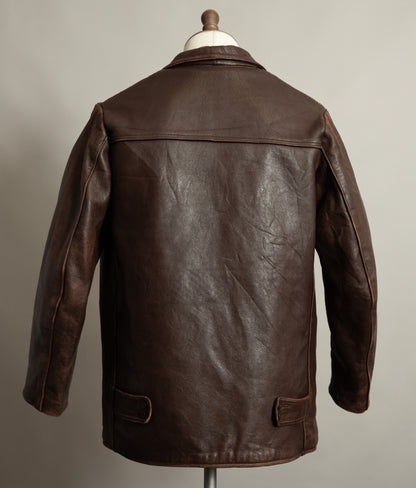Vintage 1950s French Leather Workwear Jacket Chrome Tanned Cowhide