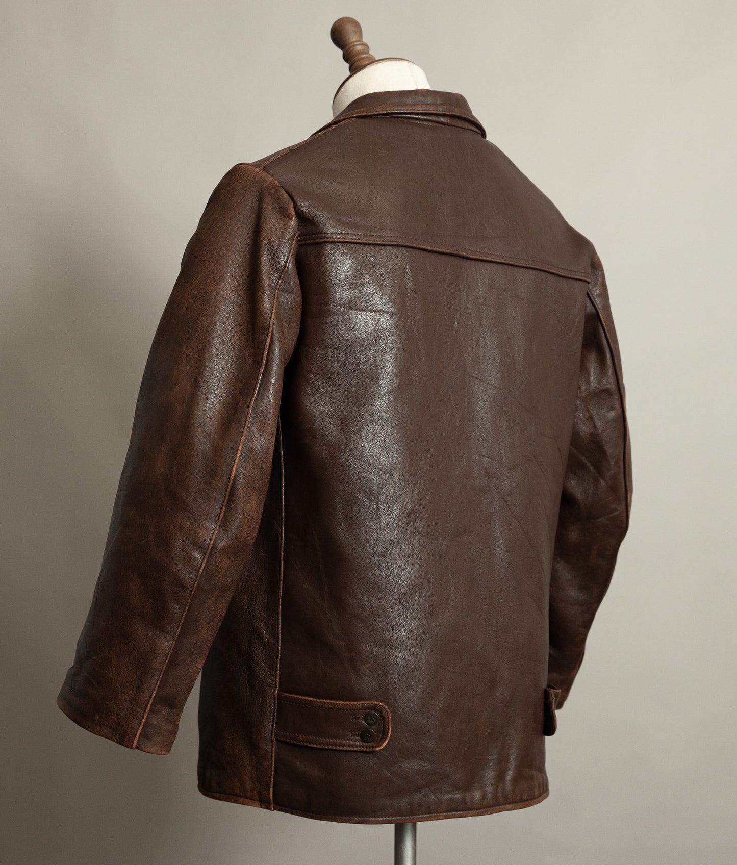 Vintage 1950s French Leather Workwear Jacket Chrome Tanned Cowhide