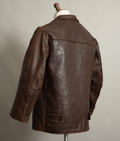 Vintage 1950s French Leather Workwear Jacket Chrome Tanned Cowhide