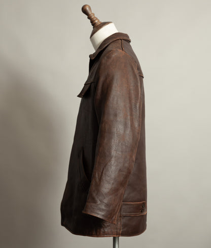 Vintage 1950s French Leather Workwear Jacket Chrome Tanned Cowhide