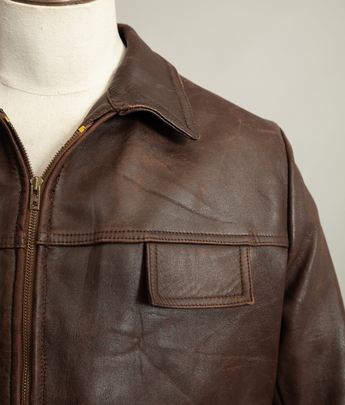 Vintage 1950s French Leather Workwear Jacket Chrome Tanned Cowhide