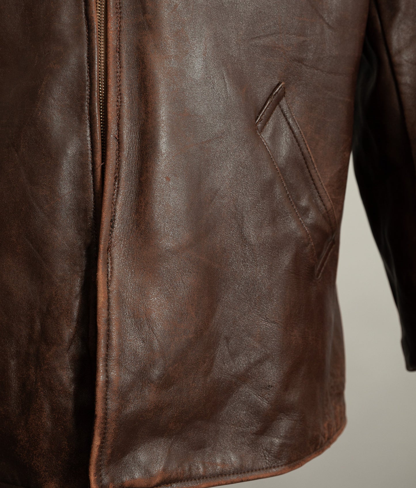 Vintage 1950s French Leather Workwear Jacket Chrome Tanned Cowhide