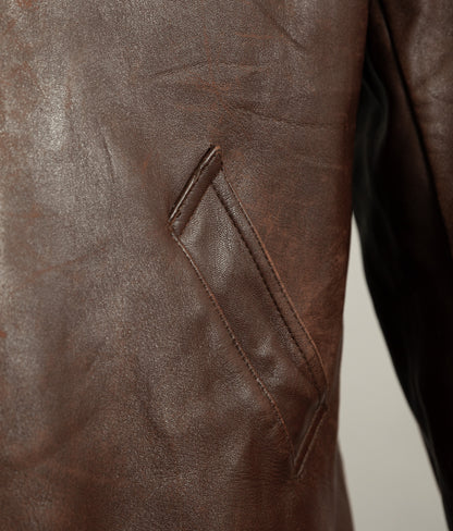 Vintage 1950s French Leather Workwear Jacket Chrome Tanned Cowhide