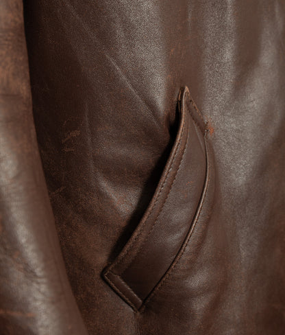 Vintage 1950s French Leather Workwear Jacket Chrome Tanned Cowhide