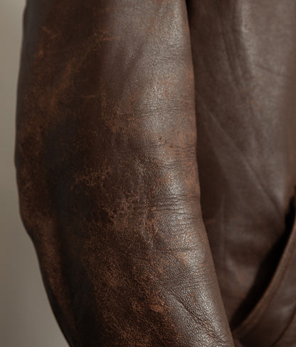 Vintage 1950s French Leather Workwear Jacket Chrome Tanned Cowhide