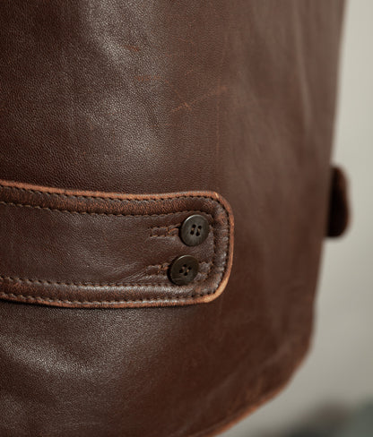 Vintage 1950s French Leather Workwear Jacket Chrome Tanned Cowhide