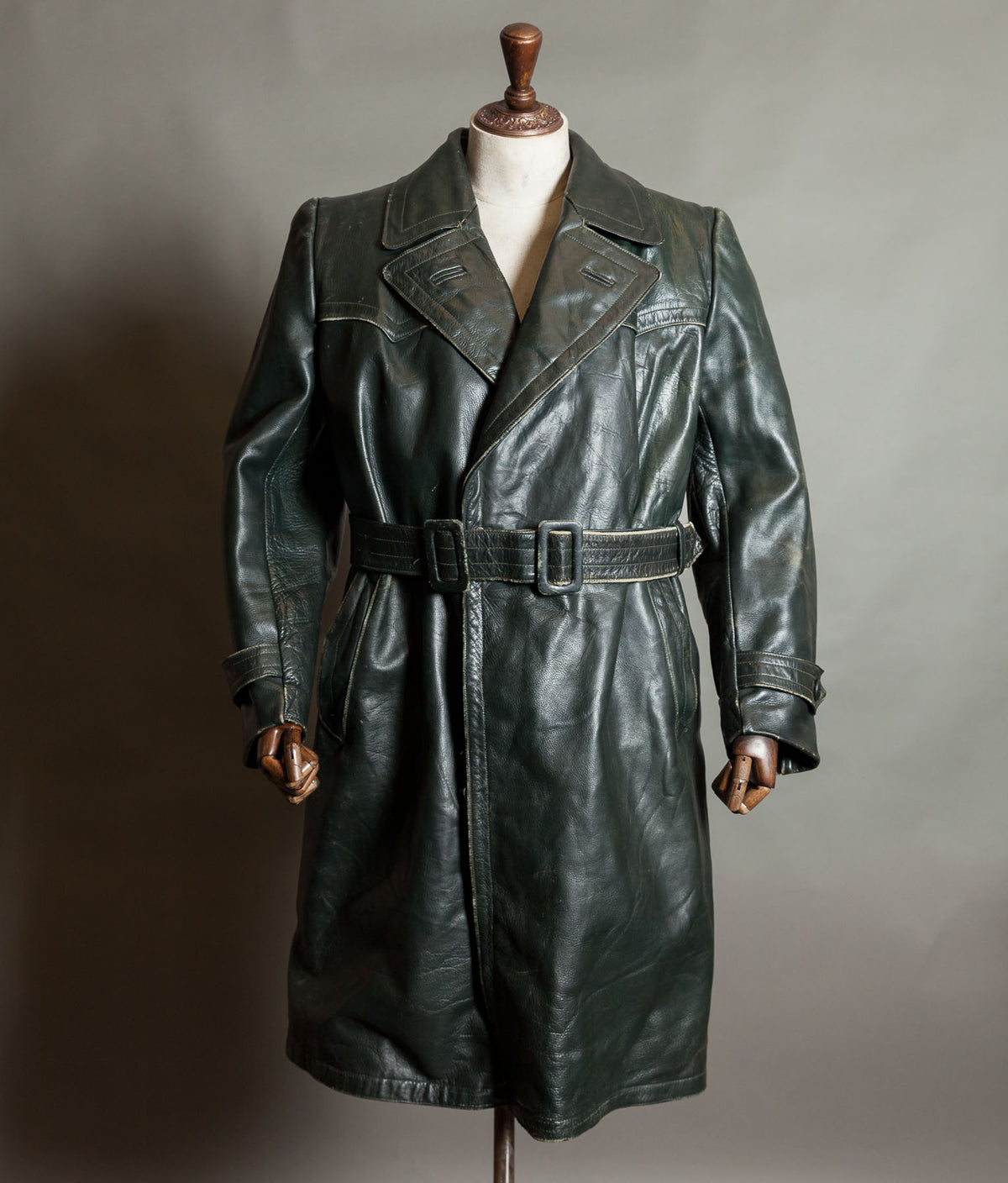 Original 1940s WWII German Leather Officer Trench Coat