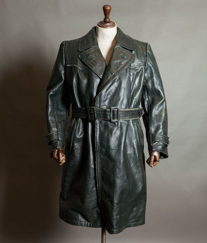 Original 1940s WWII German Leather Officer Trench Coat