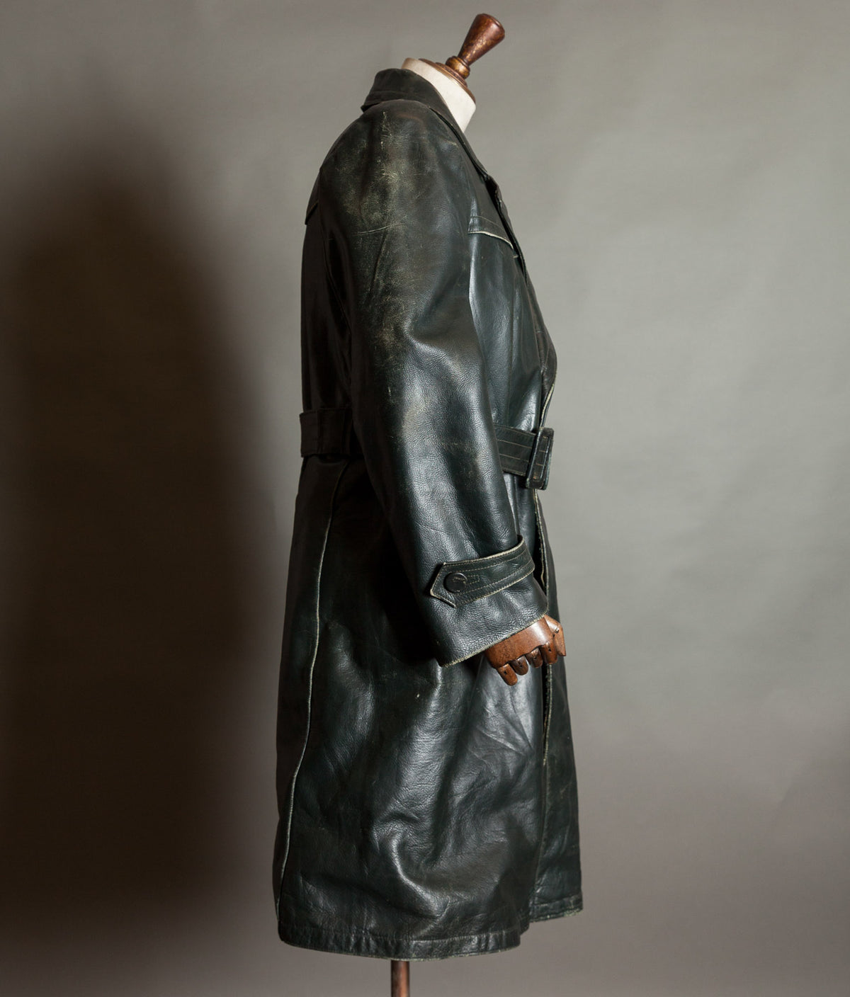 Original 1940s WWII German Leather Officer Trench Coat