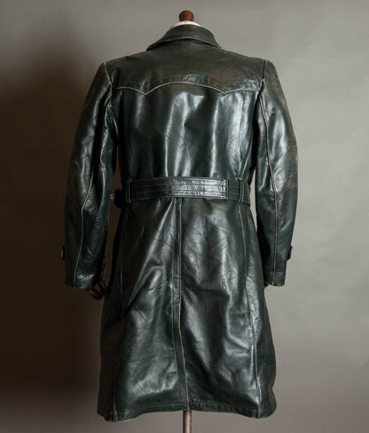 Original 1940s WWII German Leather Officer Trench Coat