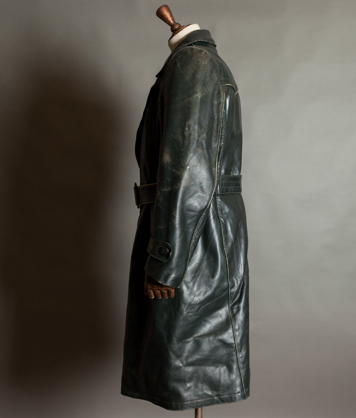 Original 1940s WWII German Leather Officer Trench Coat