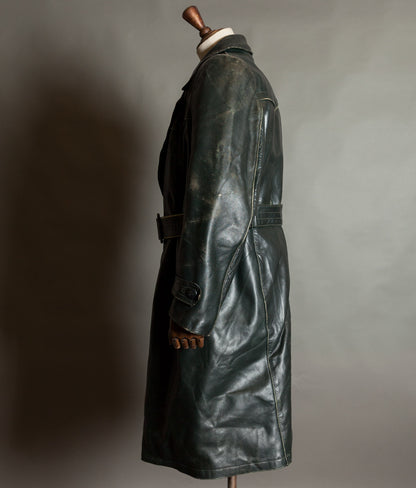 Original 1940s WWII German Leather Officer Trench Coat
