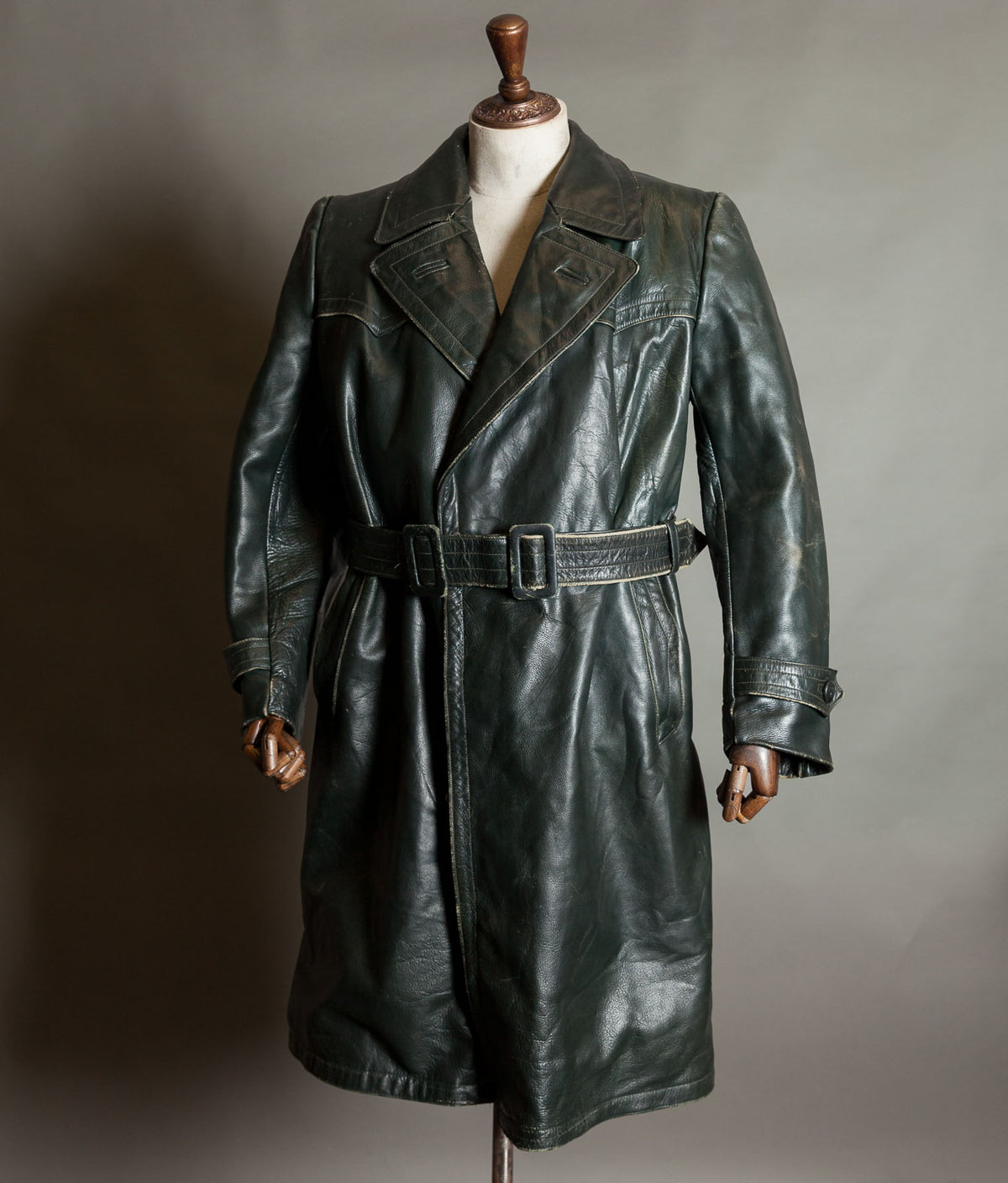 Original 1940s WWII German Leather Officer Trench Coat