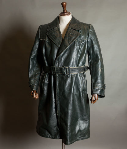 Original 1940s WWII German Leather Officer Trench Coat