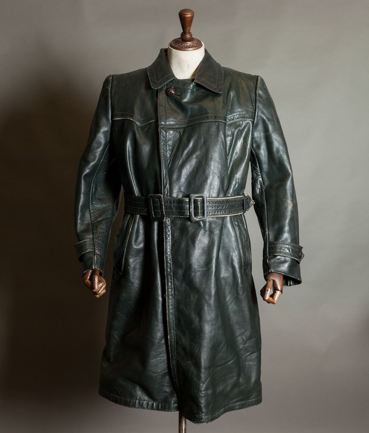 Original 1940s WWII German Leather Officer Trench Coat