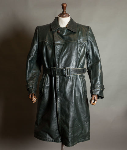 Original 1940s WWII German Leather Officer Trench Coat