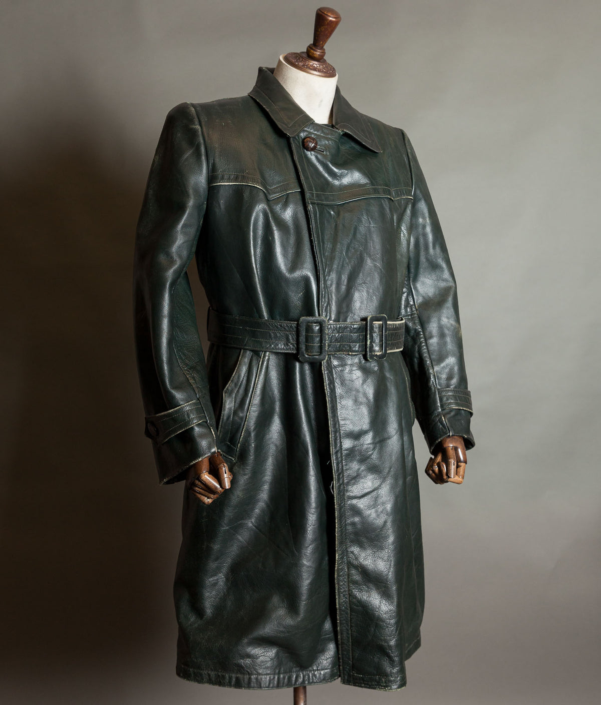 Original 1940s WWII German Leather Officer Trench Coat