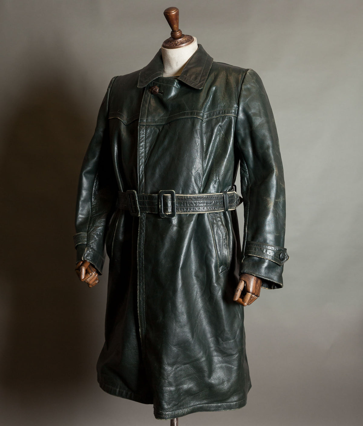 Original 1940s WWII German Leather Officer Trench Coat