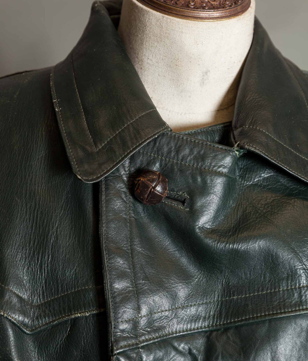 Original 1940s WWII German Leather Officer Trench Coat