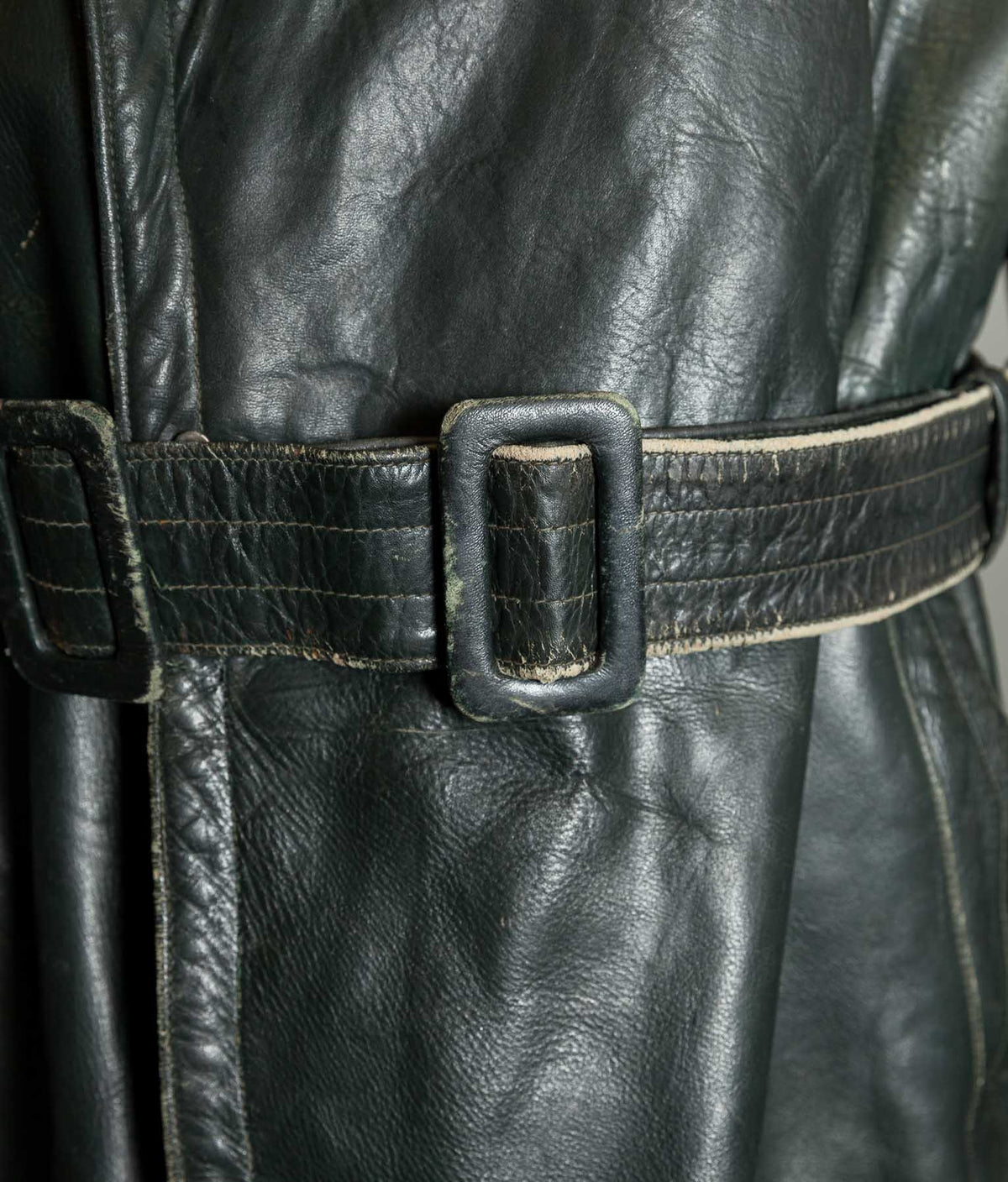 Original 1940s WWII German Leather Officer Trench Coat