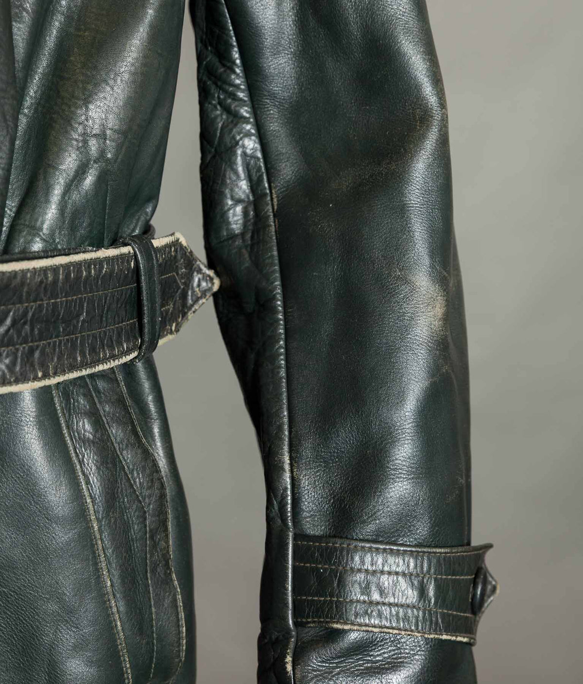 Original 1940s WWII German Leather Officer Trench Coat