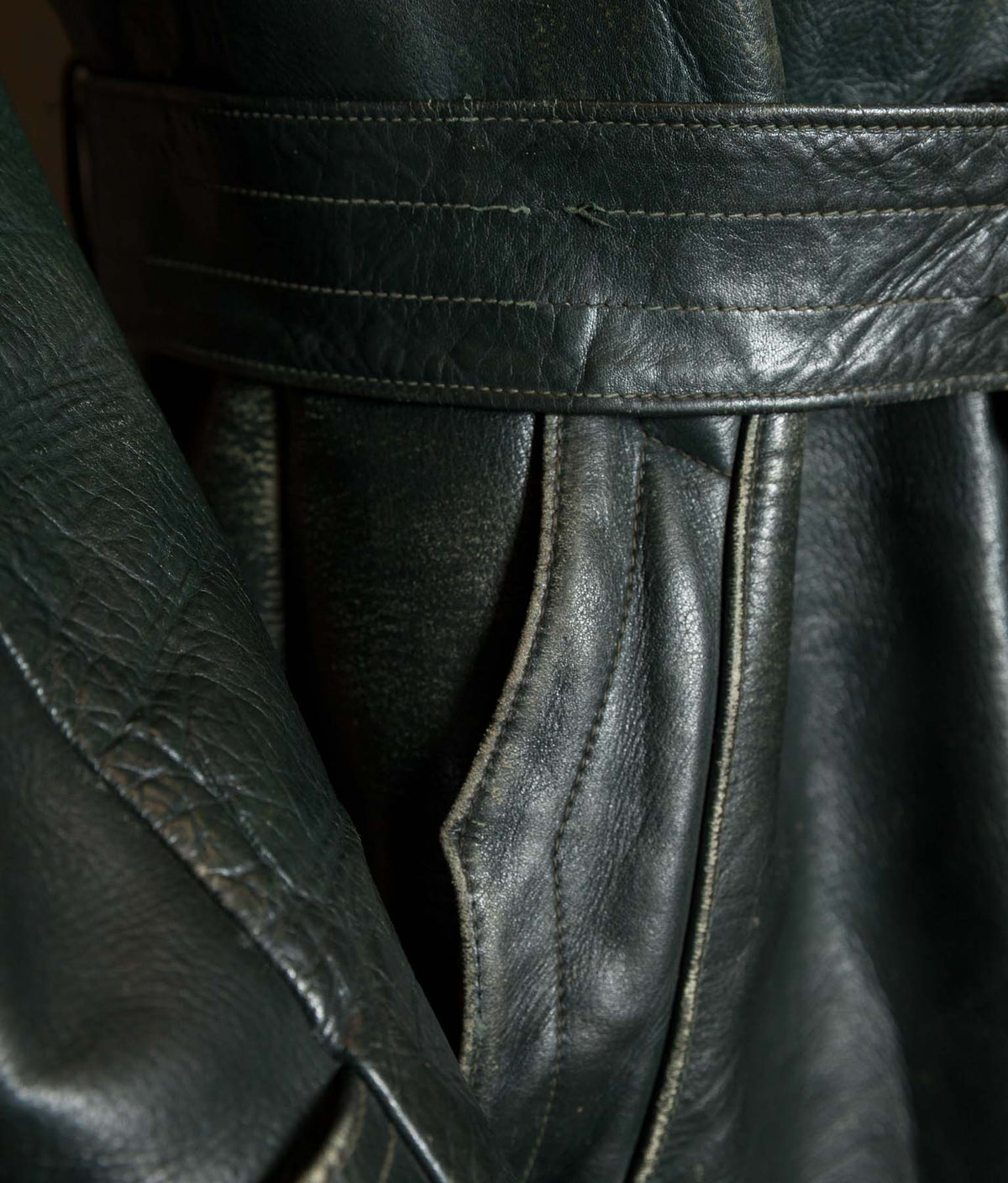 Original 1940s WWII German Leather Officer Trench Coat