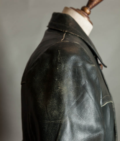 Original 1940s WWII German Leather Officer Trench Coat