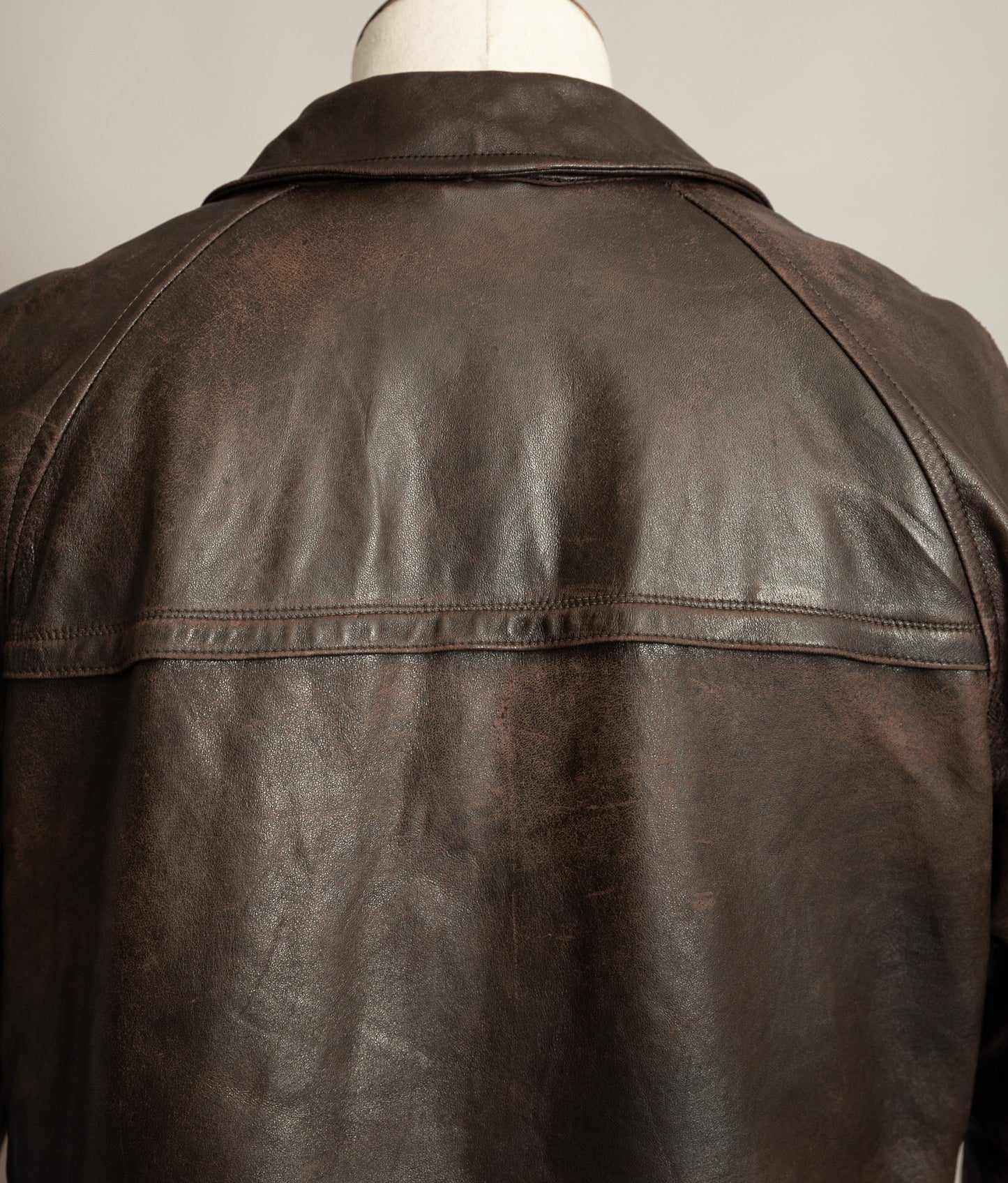 Vintage 1950s Yugoslavian Leather Motorcycle Jacket Belted Moleskin Lined