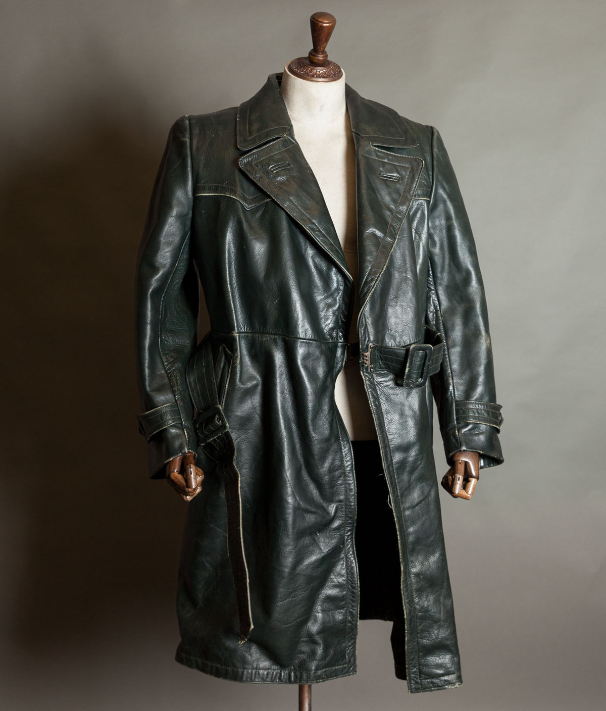 Original 1940s WWII German Leather Officer Trench Coat