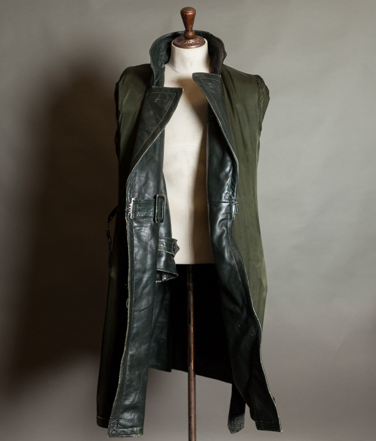 Original 1940s WWII German Leather Officer Trench Coat