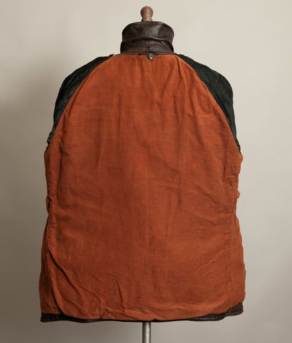 Vintage 1950s Yugoslavian Leather Motorcycle Jacket Belted Moleskin Lined