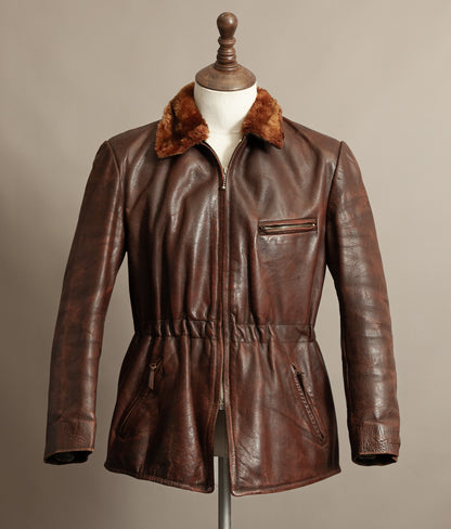 Vintage 1940s Austrian Alpine Horsehide Leather Car Coat