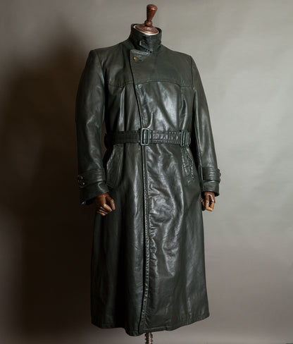 Original 1940s WW2 German Leather Officer Trench Coat