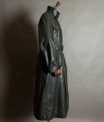 Original 1940s WW2 German Leather Officer Trench Coat