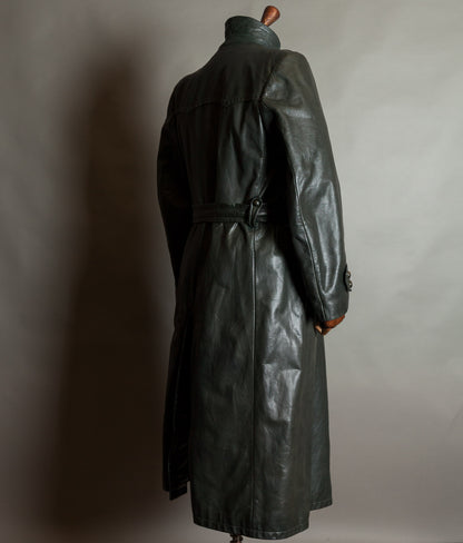 Original 1940s WW2 German Leather Officer Trench Coat