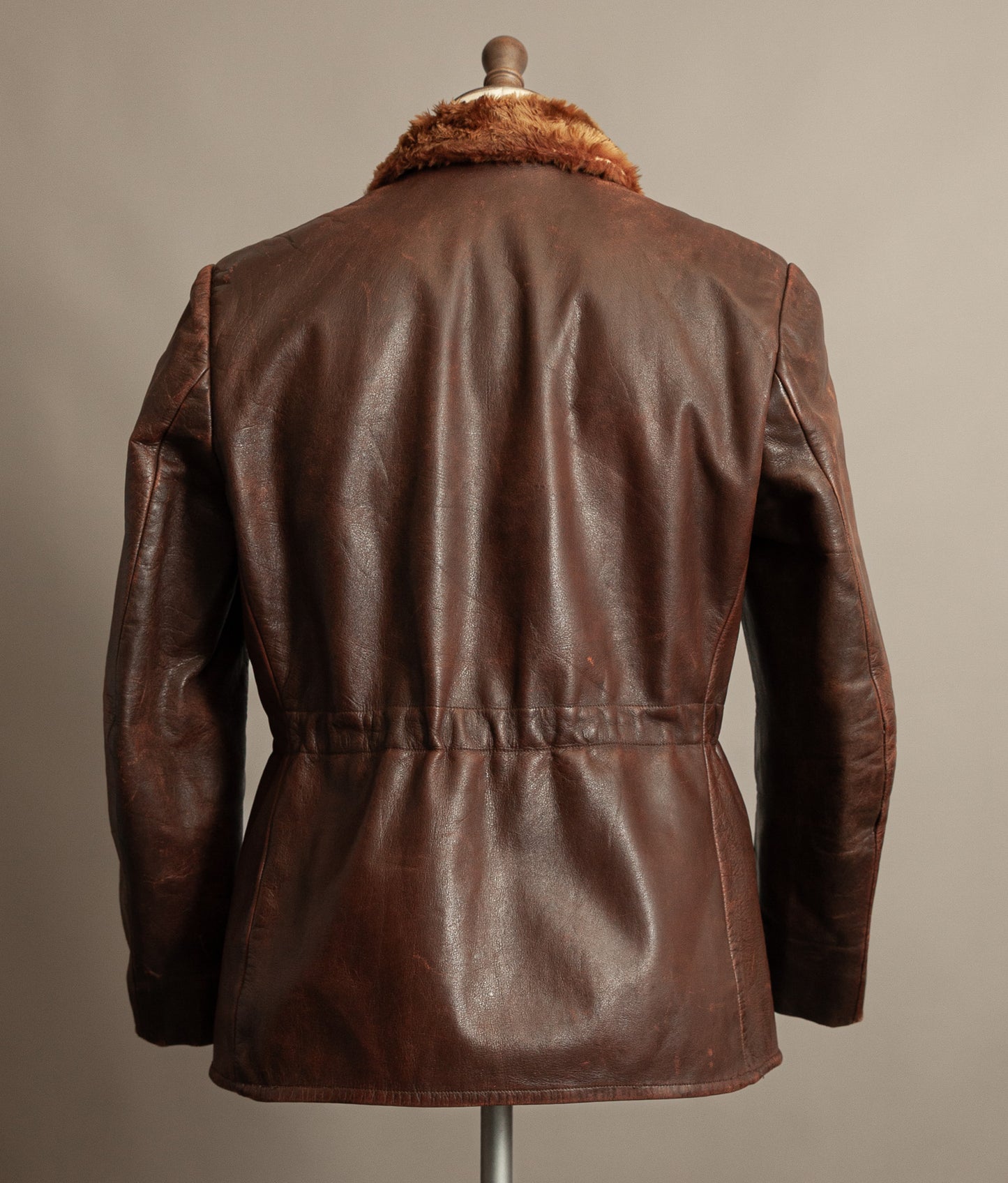 Vintage 1940s Austrian Alpine Horsehide Leather Car Coat