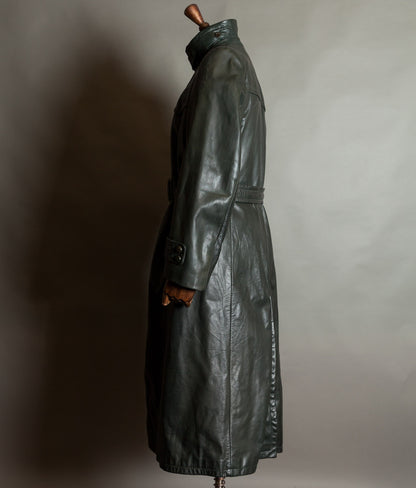Original 1940s WW2 German Leather Officer Trench Coat