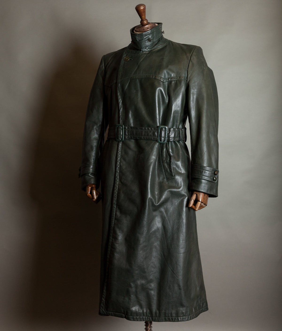Original 1940s WW2 German Leather Officer Trench Coat