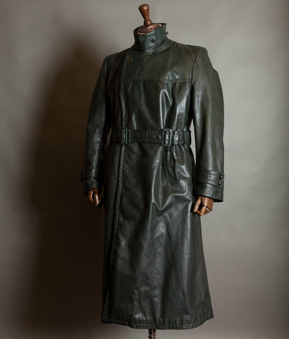 Original 1940s WW2 German Leather Officer Trench Coat