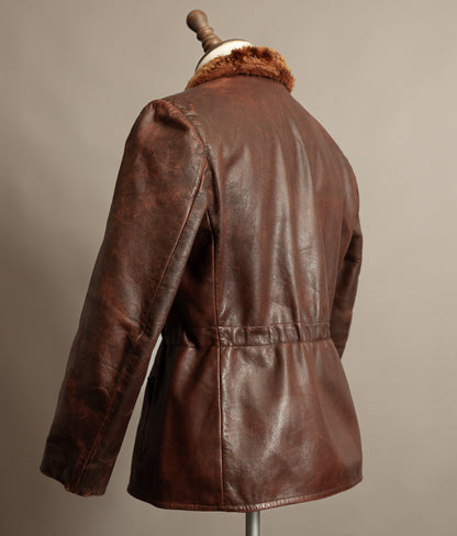 Vintage 1940s Austrian Alpine Horsehide Leather Car Coat