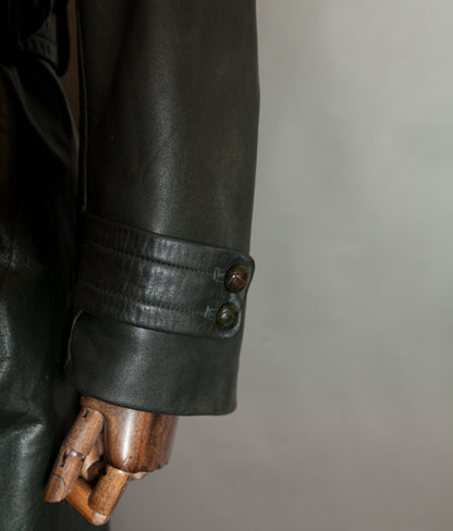 Original 1940s WW2 German Leather Officer Trench Coat