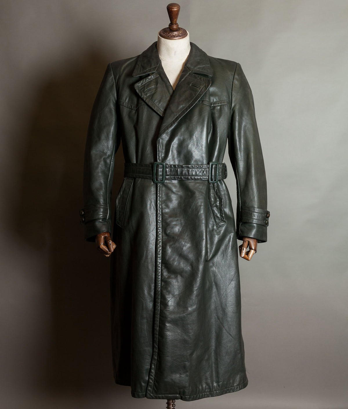 Original 1940s WW2 German Leather Officer Trench Coat