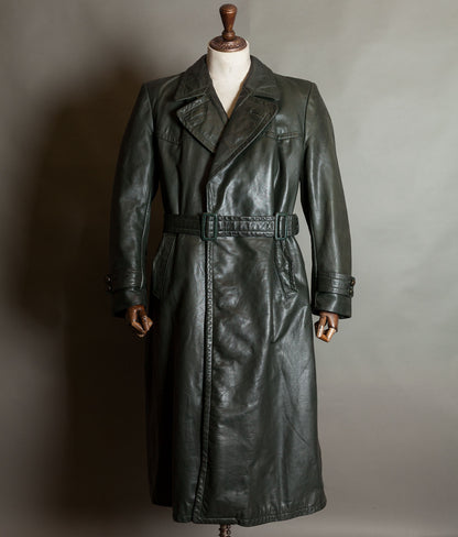Original 1940s WW2 German Leather Officer Trench Coat