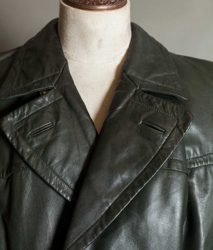 Original 1940s WW2 German Leather Officer Trench Coat