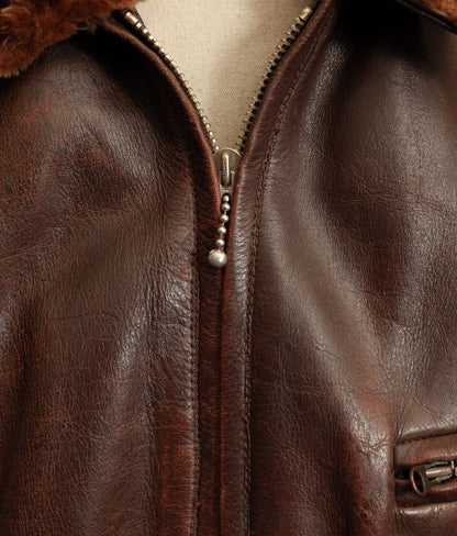 Vintage 1940s Austrian Alpine Horsehide Leather Car Coat