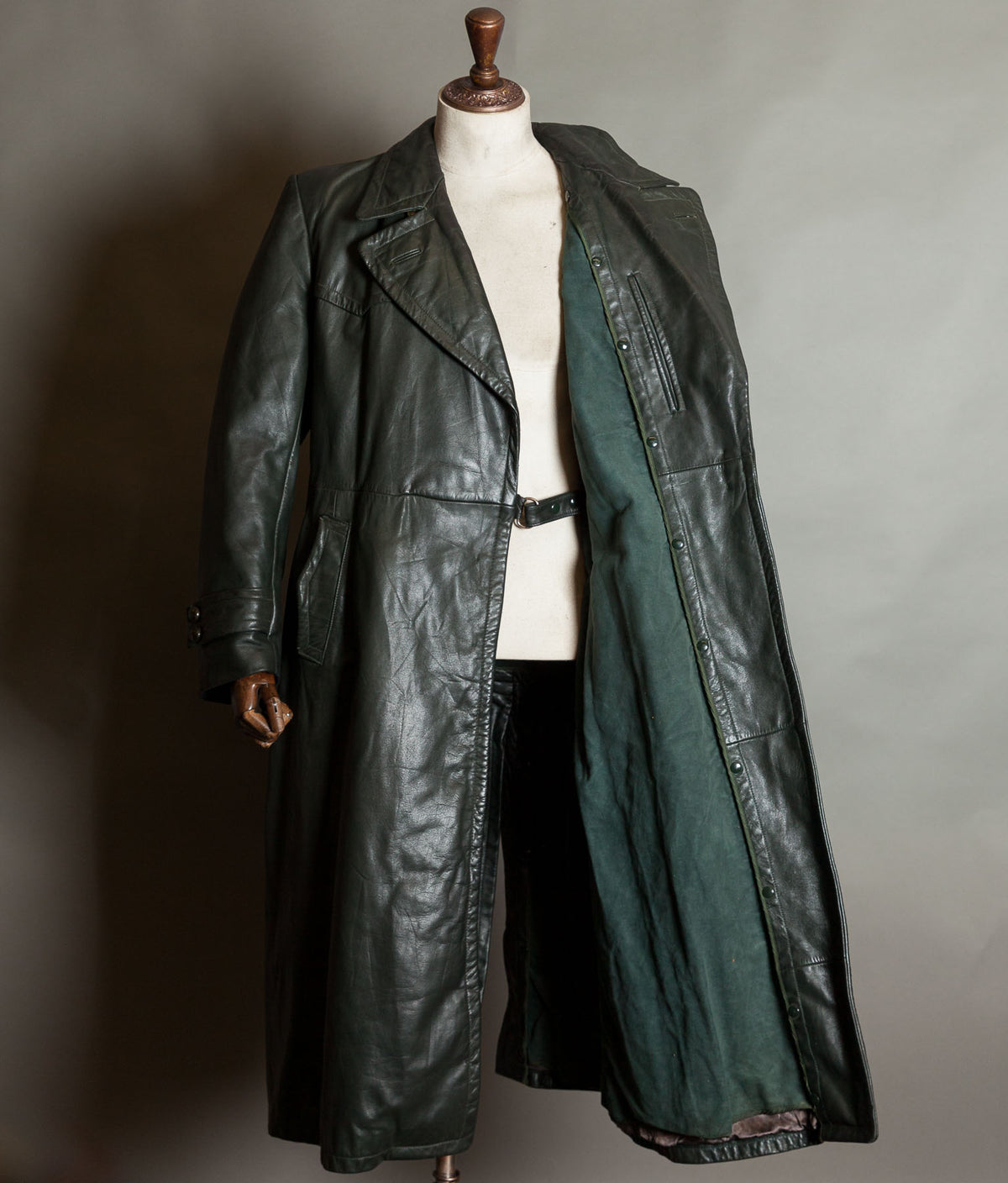 Original 1940s WW2 German Leather Officer Trench Coat