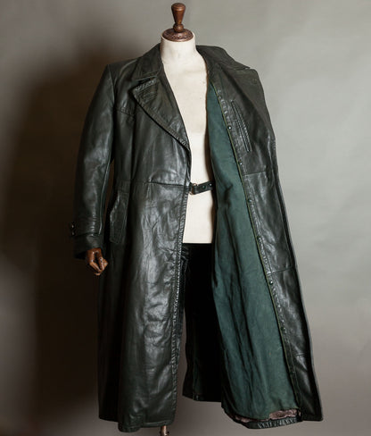 Original 1940s WW2 German Leather Officer Trench Coat