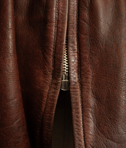 Vintage 1940s Austrian Alpine Horsehide Leather Car Coat